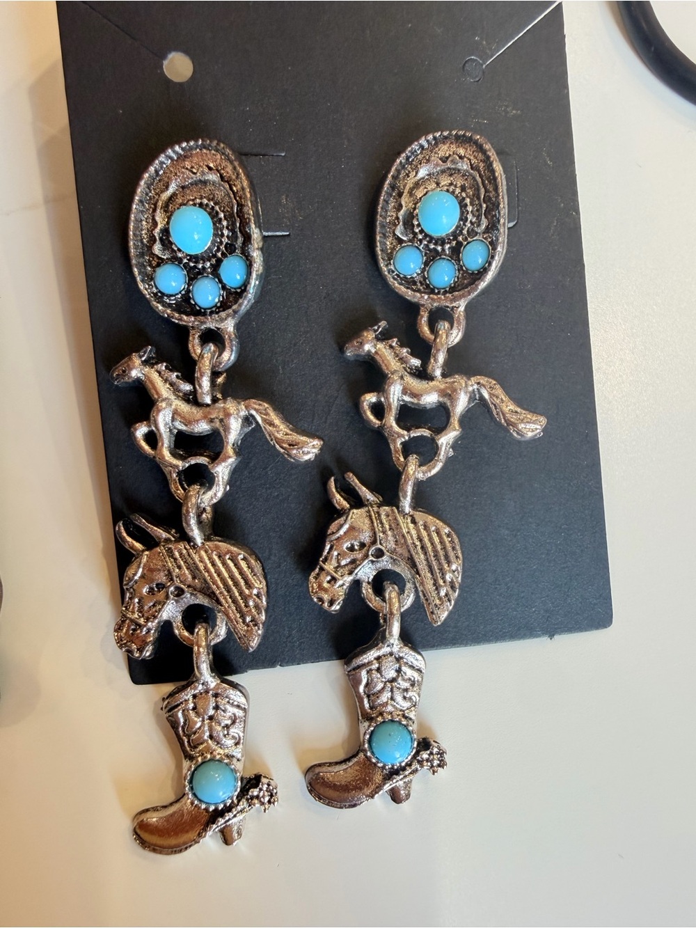 Turquoise Western Statement Earrings - Picture 4 of 6
